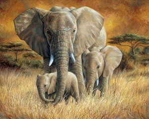 paint by numbers | family of elephants | new arrivals animals elephants advanced | FiguredArt