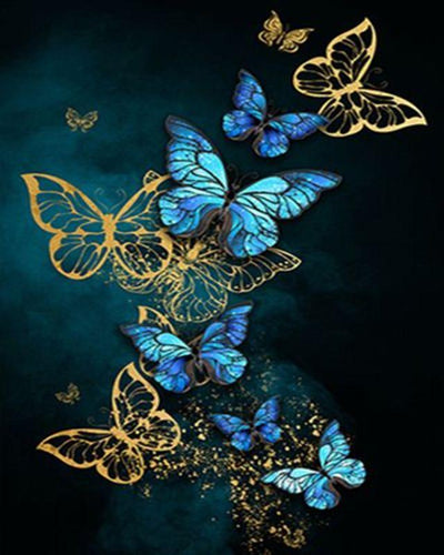 paint by numbers | gold and blue butterflies | new arrivals animals butterflies intermediate | FiguredArt