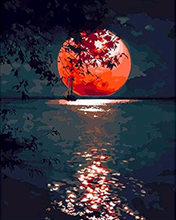 Load image into Gallery viewer, paint by numbers | red moon lake | new arrivals landscapes easy | FiguredArt