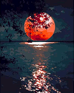 paint by numbers | red moon lake | new arrivals landscapes easy | FiguredArt