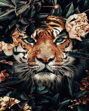 Load image into Gallery viewer, paint by numbers | tiger hiding in foliage | new arrivals animals tigers advanced | FiguredArt