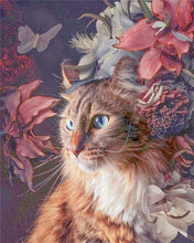 Load image into Gallery viewer, paint by numbers | cat with flowers and butterfly | new arrivals animals cats advanced | FiguredArt