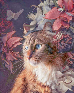 paint by numbers | cat with flowers and butterfly | new arrivals animals cats advanced | FiguredArt