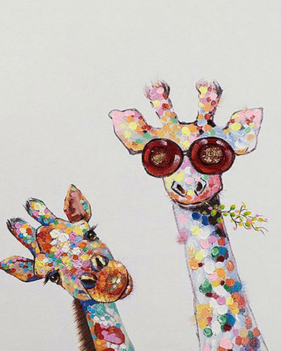 Duo of Pop Art Giraffes