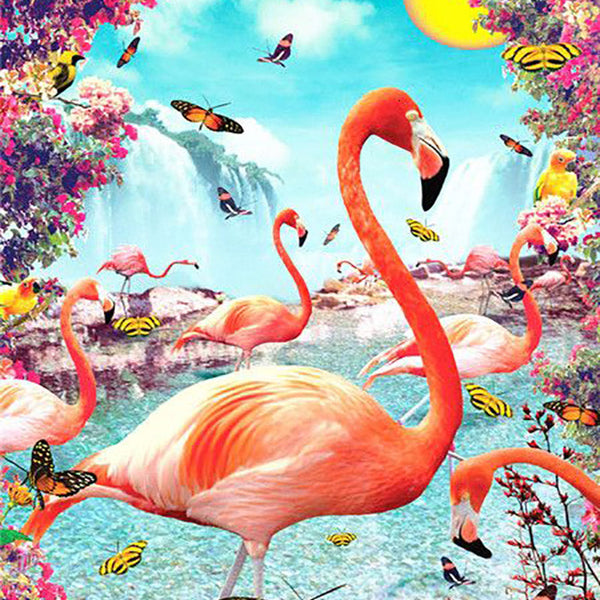 Pink Flamingos and Butterflies