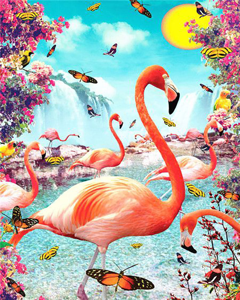 Pink Flamingos and Butterflies