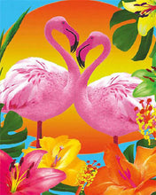 Load image into Gallery viewer, Duo of Pink Flamingos and Flowers