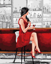 Load image into Gallery viewer, Woman in Red with Wine Glass