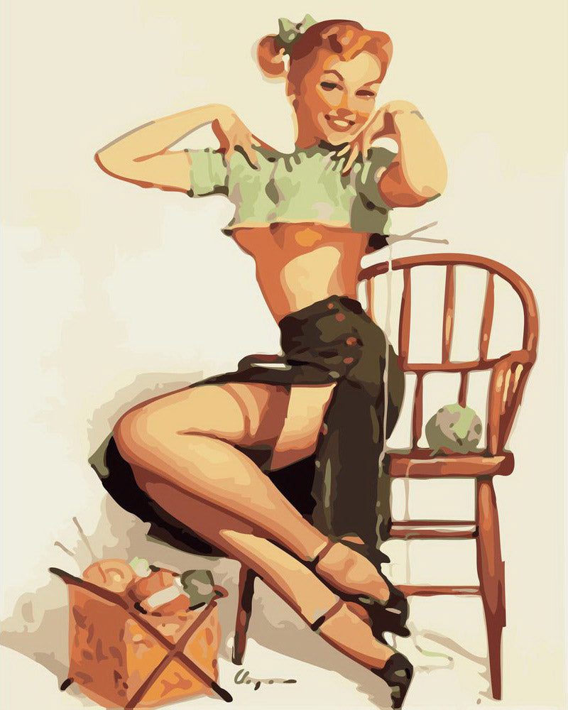 Paint by Numbers - Vintage Pin-up with Yarns – Figured'Art