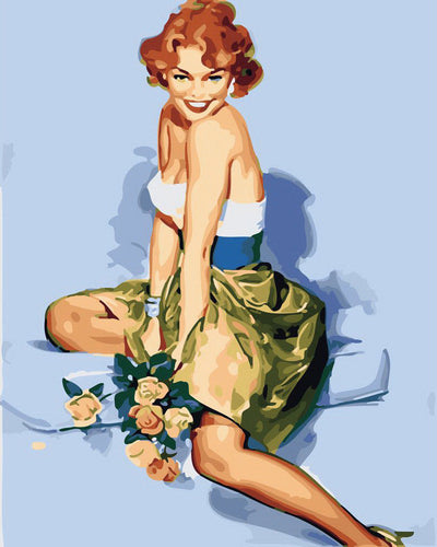 Vintage Pin-up with Bouquet
