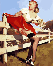 Load image into Gallery viewer, Vintage Pin-up with Fence