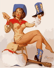 Load image into Gallery viewer, Vintage Pin-up with Blue Boots