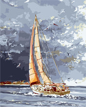 Load image into Gallery viewer, Paint by Numbers - Sailboat and clouds by the water