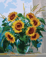 Load image into Gallery viewer, Paint by Numbers - Transparent vase and sunflowers