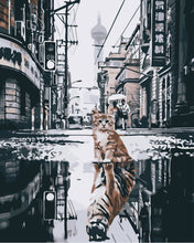 Load image into Gallery viewer, Paint by Numbers - Cat reflecting tiger in the city