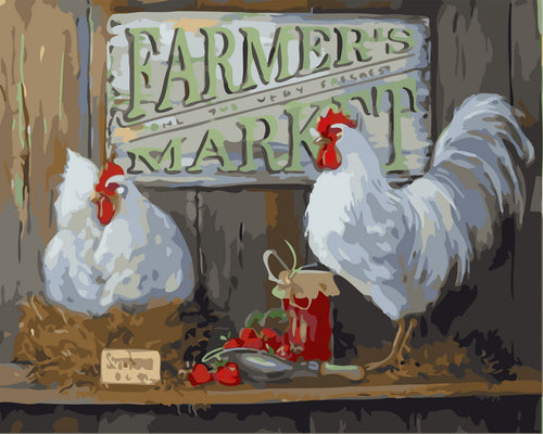 Paint by Numbers - Chickens on the farm