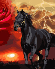 Load image into Gallery viewer, Paint by Numbers - Black horse and lightning