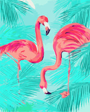 Load image into Gallery viewer, Duo of Pink Flamingos and Foliage