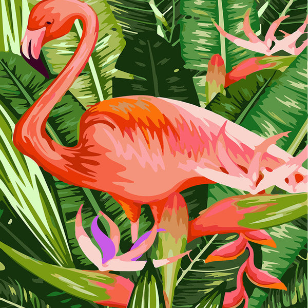 Pink Flamingo Amidst Leaves