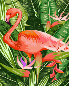 Pink Flamingo Amidst Leaves