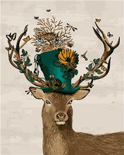 Load image into Gallery viewer, Paint by numbers | Deer and its hat | animals easy deer | Figured&#39;Art