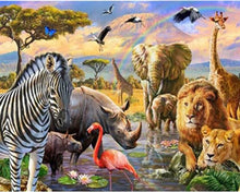 Load image into Gallery viewer, Paint by numbers | Animals from Africa | animals advanced lions rhinos zebras elephants | Figured&#39;Art