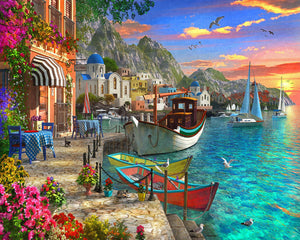 Paint by numbers | Flowery Harbor | ships and boats intermediate new arrivals landscapes cities | Figured'Art