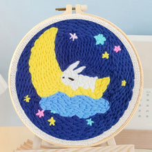 Load image into Gallery viewer, Punch Needle Kit - Bunny on a Crescent Moon