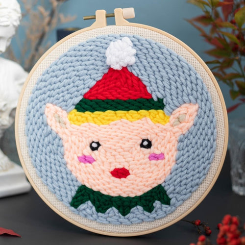 Punch Needle Kit - Little Doe in a Christmas Hat
