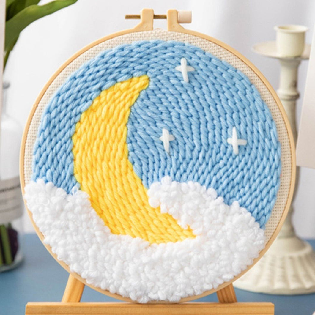 Punch Needle Kit - Crescent Moon on a White Cloud