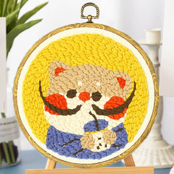Punch Needle Kit - Kitty Dali with Bubble Tea