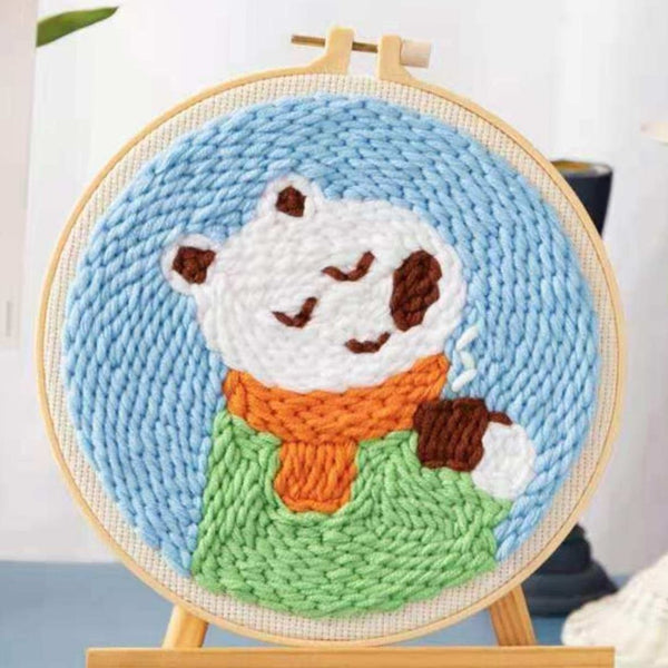Punch Needle Kit - Polar Bear in a Scarf