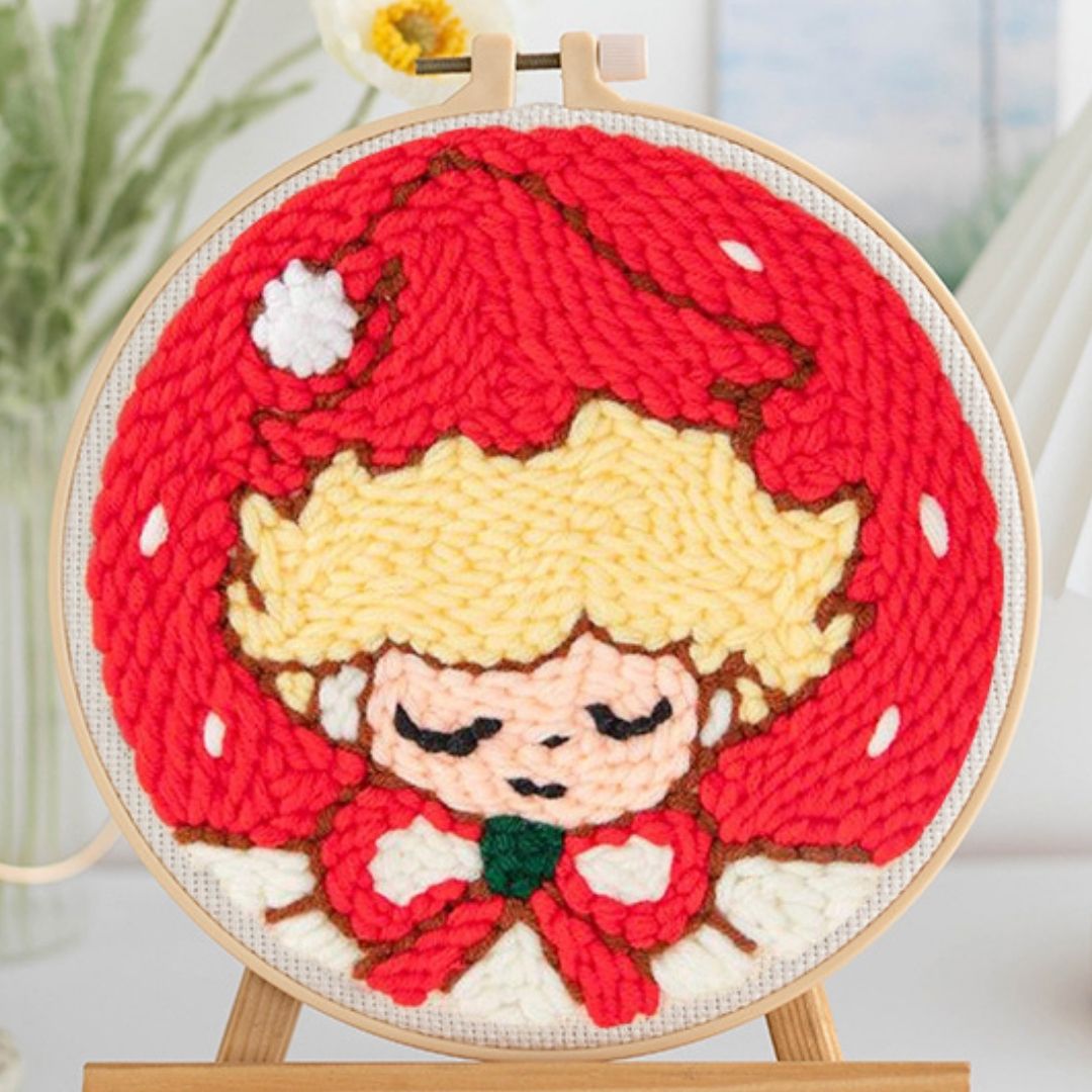 Punch Needle Kit - Girl in a Christmas Bonnet