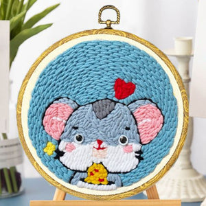 Bead embroidery kit Cat and mouse hand embroidery needlework kit