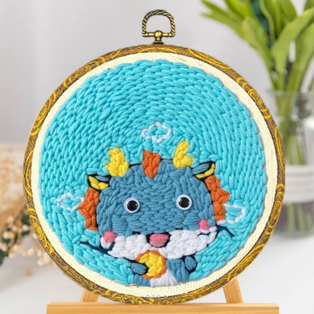 Punch Needle Kit - Little Dragon with a Mooncake