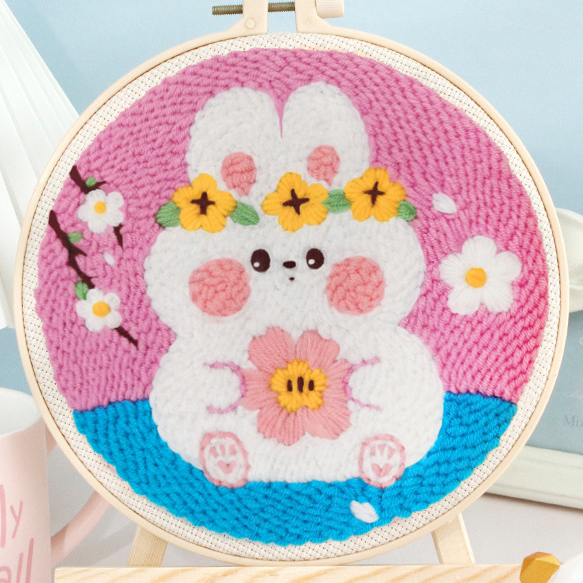 Punch Needle Kit - Little Bunny with a Flower Crown