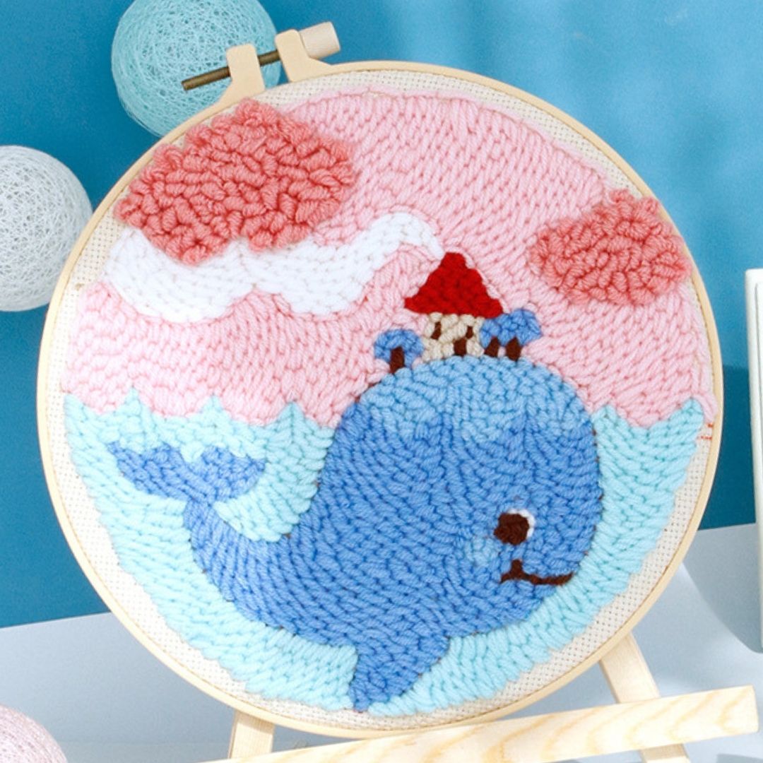 Punch Needle Kit - Blue Whale at Home