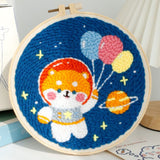 Punch Needle Kit - Cosmonaut Dog with Balloons