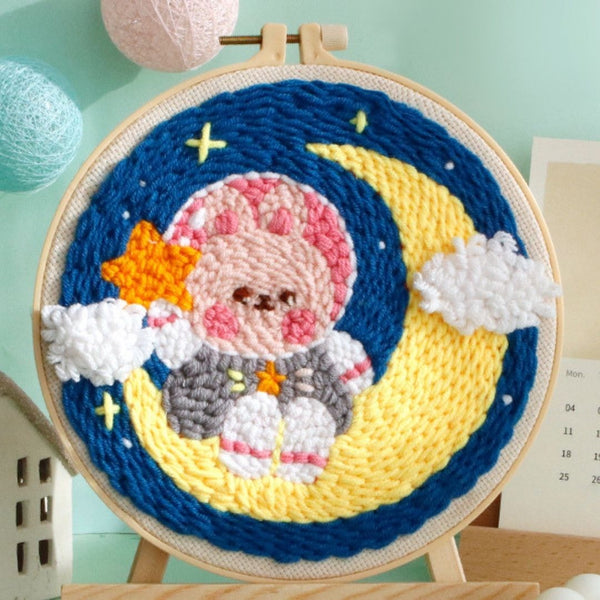Punch Needle Kit - Cosmonaut Bunny on the Moon