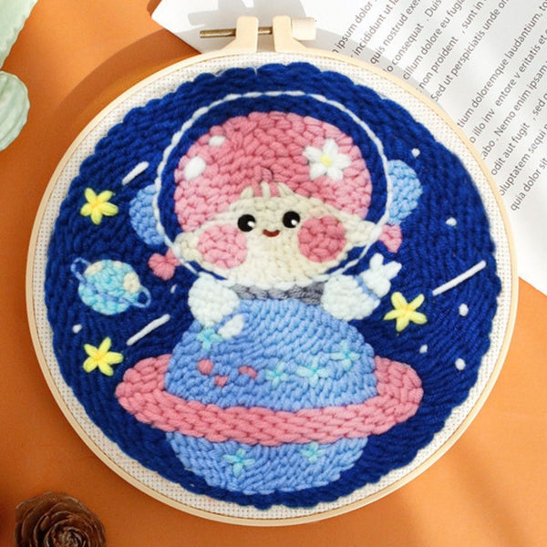 Punch Needle Kit - Cosmonaut Girl on Saturn