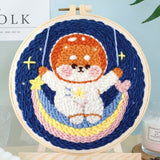 Punch Needle Kit - Cosmonaut Dog and Rainbow