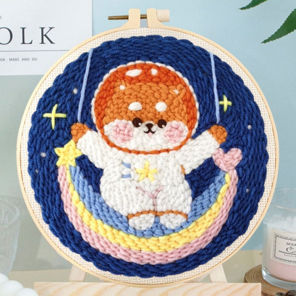 Punch Needle Kit - Cosmonaut Dog and Rainbow