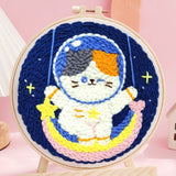 Punch Needle Kit - Cosmonaut Cat and Rainbow