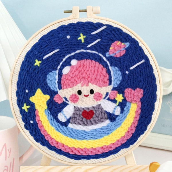 Punch Needle Kit - Cosmonaut Girl and Rainbow