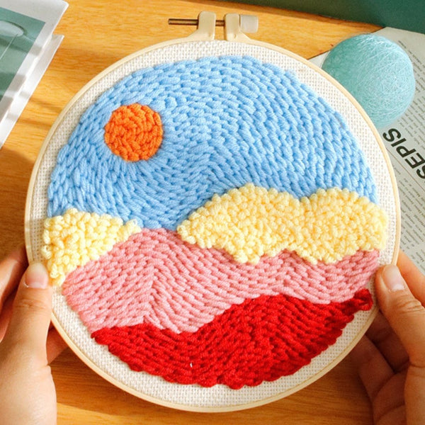 Punch Needle Kit - Orange Sun over Rolling Hills