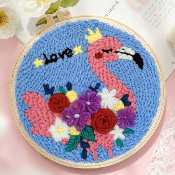 Punch Needle Kit - Lovely Flamingo