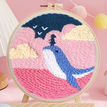 Load image into Gallery viewer, Punch Needle Kit - Little Girl and a Whale at Dusk