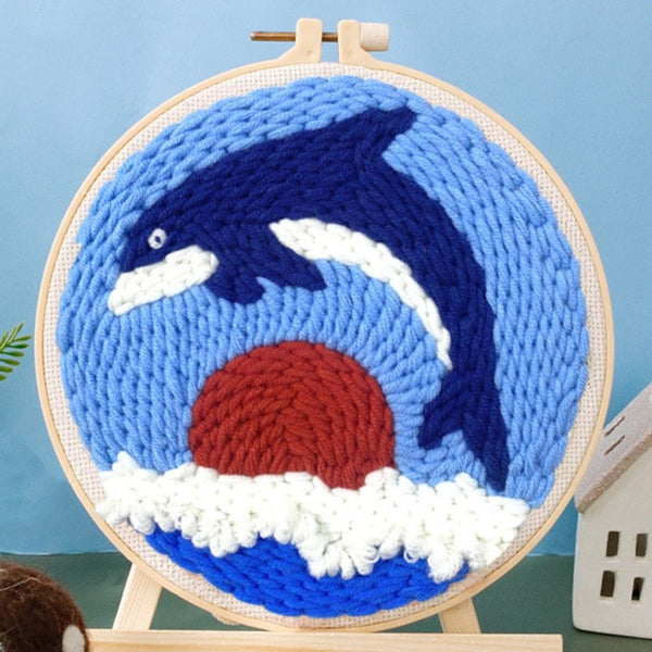 Punch Needle Kit - Blue Whale over the Moon