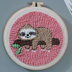Sloth Needle Punch Needle Kit - Sloth on a Branch – Figured'Art