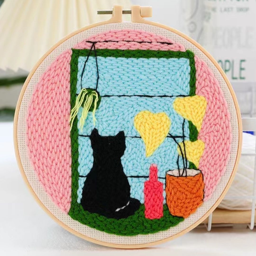 Punch Needle Kit - Cat by the Window – Figured'Art